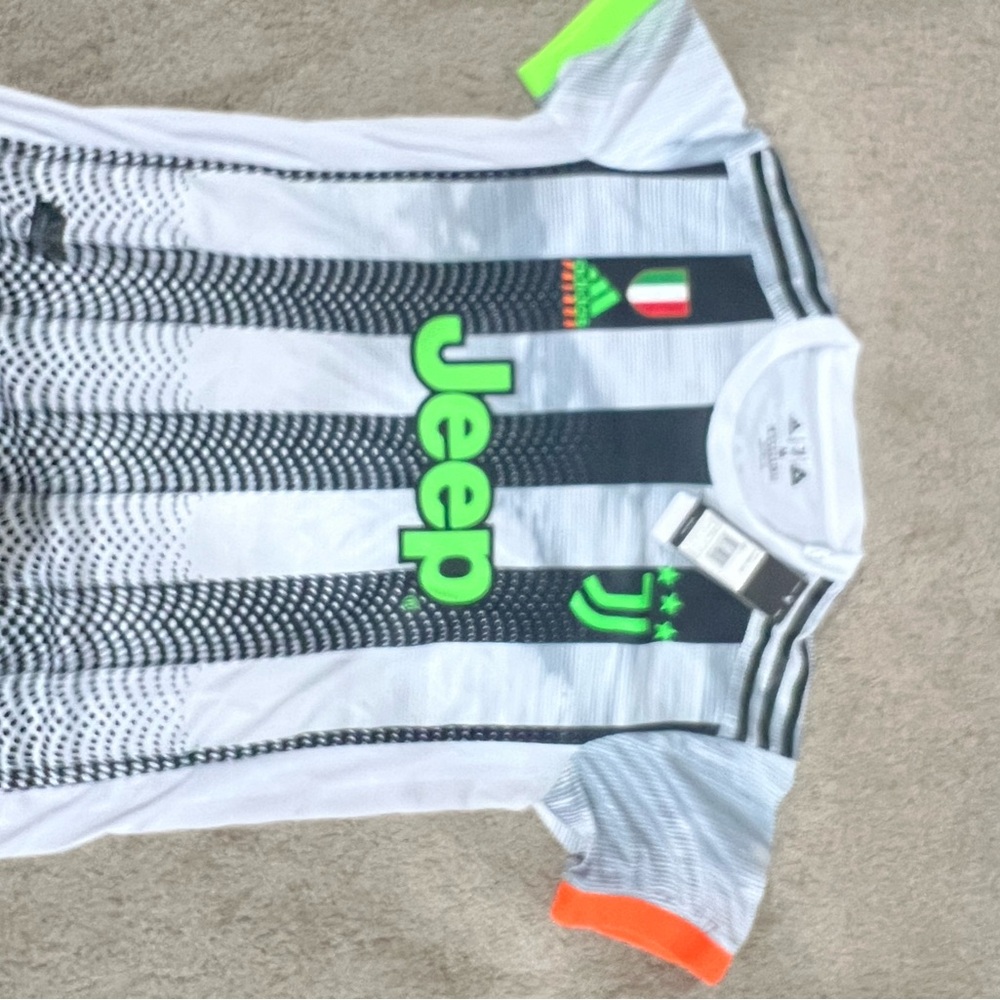 Adidas Juventus Striped Jersey with Neon Accents